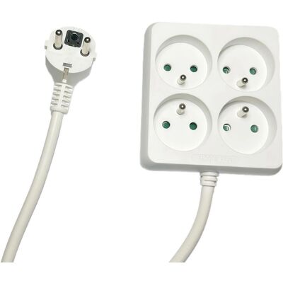 MicroConnect Tipo E francese, 1,5 m - Prolunga con 4 prese, Bianco MicroConnect Tipo E francese, 1,5 m - Prolunga con 4 prese, Bianco