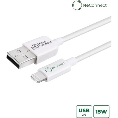 MicroConnect - ReConnect USB-A 2.0 Lightningiin - Valkoinen - 1 m - Kaapeli MicroConnect - ReConnect USB-A 2.0 Lightningiin - Valkoinen - 1 m - Kaapeli