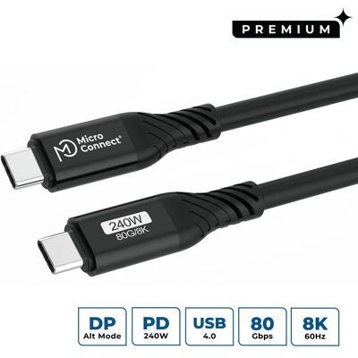 MicroConnect USB4 240W 80Gbps USB-C Kaapeli - 1m MicroConnect USB4 240W 80Gbps USB-C Kaapeli - 1m