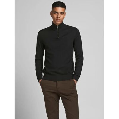 Jack & Jones Emil Sweter z Pół Zamkiem (12189339) - czarny Jack & Jones Emil Sweter z Pół Zamkiem (12189339) - czarny