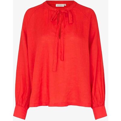 Masai Dortea Linnedbluse - Rød - 44 Kvinder Masai Dortea Linnedbluse - Rød - 44 Kvinder