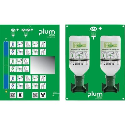 Plum Augenspülstation - Wandmontage, 2 x 500ml Flaschen - DIN EN 15154-4 Plum Augenspülstation - Wandmontage, 2 x 500ml Flaschen - DIN EN 15154-4