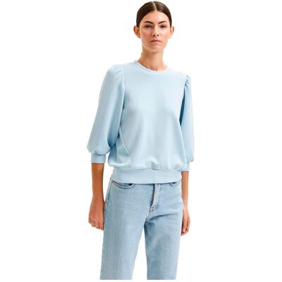 Selected FEMME - Model slfTenny 3/4 Sweat Top - Blå - Kvinde Selected FEMME - Model slfTenny 3/4 Sweat Top - Blå - Kvinde