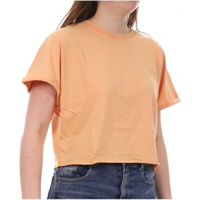 JDY Orange Kurzarm Rundhals Baumwoll-T-Shirt - Damen JDY Orange Kurzarm Rundhals Baumwoll-T-Shirt - Damen