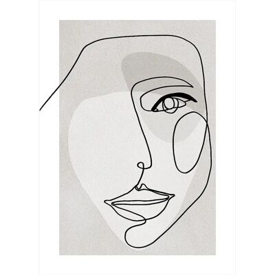 Malerifabrikken Face Line 3 - Grå - 50x70 - Plakat Malerifabrikken Face Line 3 - Grå - 50x70 - Plakat