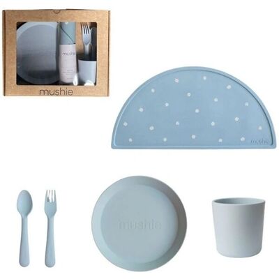 Ensemble de Vaisselle Bébé Mushie - Bleu Poudre - Rond 4 pièces Ensemble de Vaisselle Bébé Mushie - Bleu Poudre - Rond 4 pièces