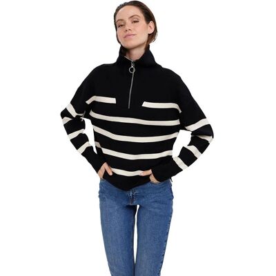 Vero Moda VMSaba Wysoki Kołnierz w Paski (10269246) - Czarny/Paski Brzoza Vero Moda VMSaba Wysoki Kołnierz w Paski (10269246) - Czarny/Paski Brzoza