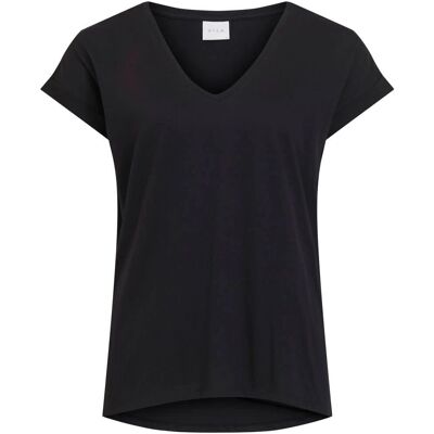Vila - TopviDreamers Nieuwe V-hals T-shirt - Zwart - Vrouw Vila - TopviDreamers Nieuwe V-hals T-shirt - Zwart - Vrouw