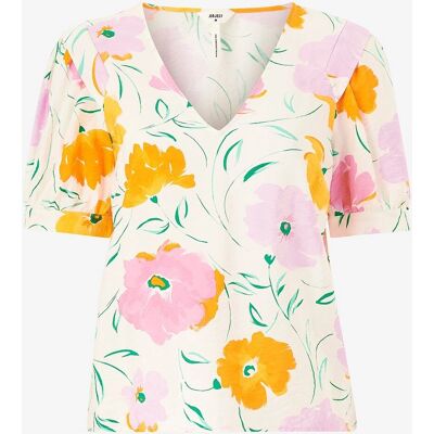 objHasini SY Top 126 - V-ringning Kort puffärm - Blus objHasini SY Top 126 - V-ringning Kort puffärm - Blus