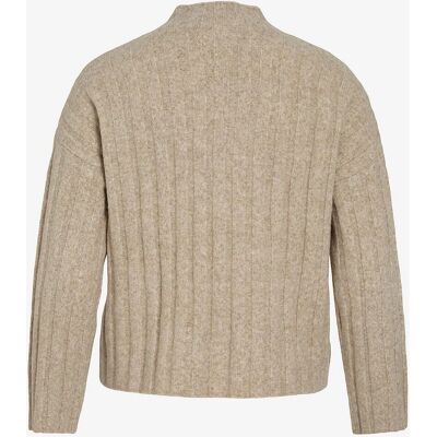 Vila - Model viJaney Highneck L/S Rib Knit Top - Brun Vila - Model viJaney Highneck L/S Rib Knit Top - Brun