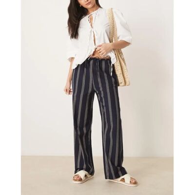 Vila Prisilla Print RW Pants - Blå - Bukser Vila Prisilla Print RW Pants - Blå - Bukser