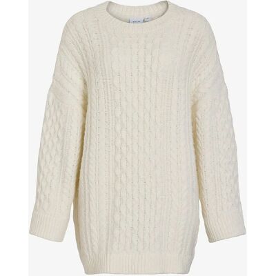 Vila - Model viKaia Kabelstrikket sweater med lange ærmer - Grå Vila - Model viKaia Kabelstrikket sweater med lange ærmer - Grå