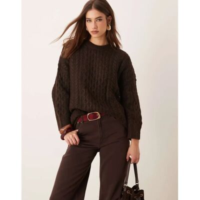 Vila - Modell viKaia - Brun - Kabelstrikket genser oversize Vila - Modell viKaia - Brun - Kabelstrikket genser oversize