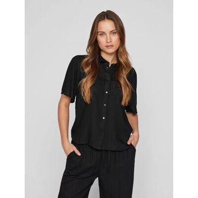 Vila - S/S New Shirt - Svart - Skjorta Vila - S/S New Shirt - Svart - Skjorta