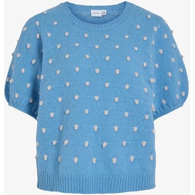 Vila - TopviDottie 2/4 Sleeve Knit - Blå - Top Vila - TopviDottie 2/4 Sleeve Knit - Blå - Top