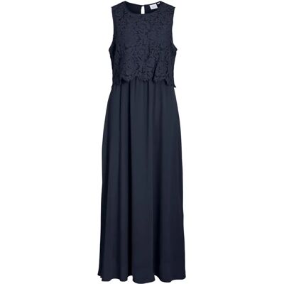 Vila Maximekko viMilina Robe en Dentelle - Bleu - Robe Vila Maximekko viMilina Robe en Dentelle - Bleu - Robe