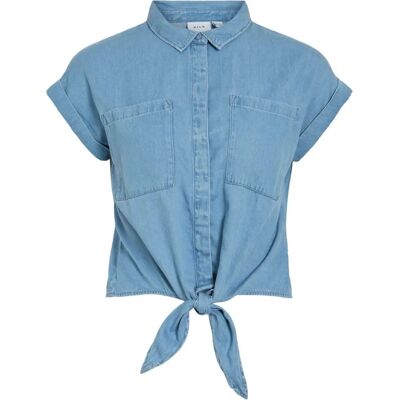 Vila - ViNea Kurzarm Krawattenshirt - Blau - Krawattenshirt Vila - ViNea Kurzarm Krawattenshirt - Blau - Krawattenshirt