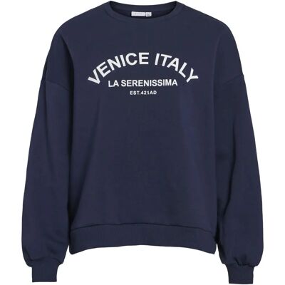Vila - Minna L/S Loose Sweatshirt - Blå - Kvinner Vila - Minna L/S Loose Sweatshirt - Blå - Kvinner