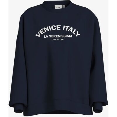 Vila - Minna L/S Løs Sweatshirt - Blå - Sweatshirt Vila - Minna L/S Løs Sweatshirt - Blå - Sweatshirt