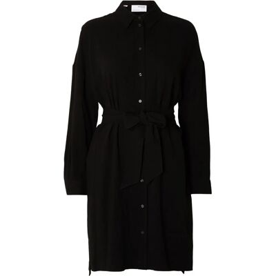 Selected FEMME - Chemise longue en lin - Noire - Femme Selected FEMME - Chemise longue en lin - Noire - Femme