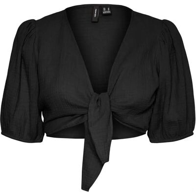 Vero Moda - Crop Top - Zwart - Nia 2/4 Knot - Top voor dames Vero Moda - Crop Top - Zwart - Nia 2/4 Knot - Top voor dames
