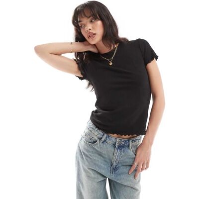 Pieces Nicca SS O-neck Top - Sort - T-shirt Pieces Nicca SS O-neck Top - Sort - T-shirt