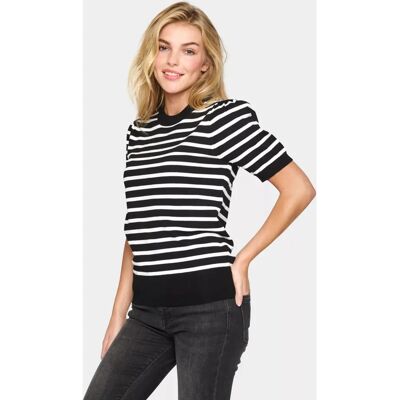Saint Tropez Mila Streifen Kurzarm Pullover - Pullover Saint Tropez Mila Streifen Kurzarm Pullover - Pullover