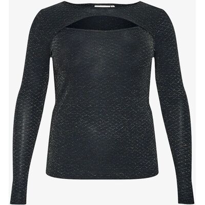 KAFFE Curve - Top kcEllia LS T-shirt - Sort - T-shirt KAFFE Curve - Top kcEllia LS T-shirt - Sort - T-shirt