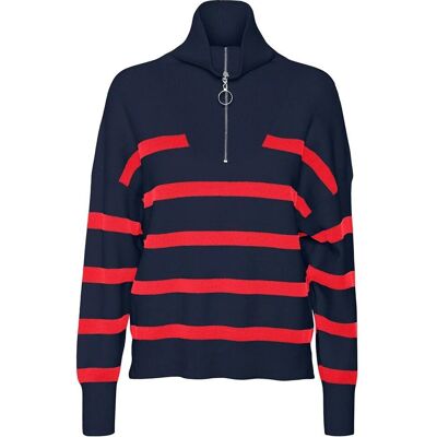 Vero Moda VMSaba Stripe Highneck (10269246) - marineblauwe blazer/strepen bittersweet Vero Moda VMSaba Stripe Highneck (10269246) - marineblauwe blazer/strepen bittersweet