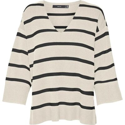 Vero Moda Vmsaba 3/4 V-Nck Stripe Pull Ga Noos (10300314) - björk Vero Moda Vmsaba 3/4 V-Nck Stripe Pull Ga Noos (10300314) - björk