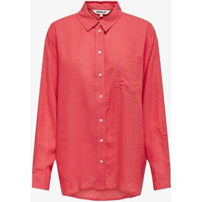Only - Tokyo L/S Linblanding Skjorte - Rød - Skjorte Only - Tokyo L/S Linblanding Skjorte - Rød - Skjorte