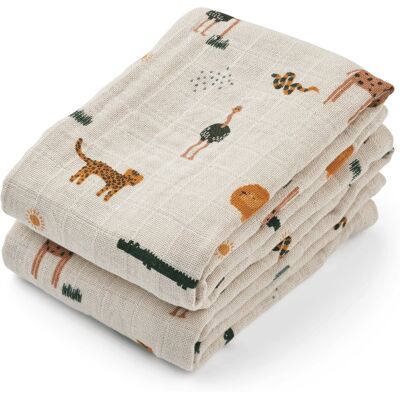 Liewood Lewis 2 unidades de panos de muselina Safari mescla areia - Muslin Cloths Liewood Lewis 2 unidades de panos de muselina Safari mescla areia - Muslin Cloths