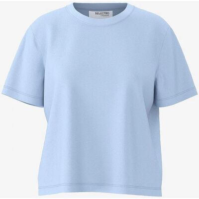 Selected FEMME - Modell slfEssential SS Boxy Tee - Blå - T-shirt Selected FEMME - Modell slfEssential SS Boxy Tee - Blå - T-shirt