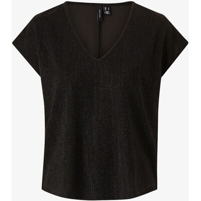 Vero Moda - Toppi vmElma S/S V-hals Top - Svart - Kvinne Vero Moda - Toppi vmElma S/S V-hals Top - Svart - Kvinne