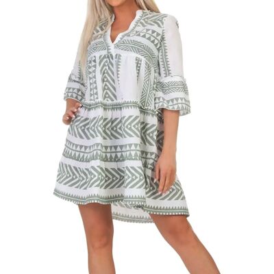 Vero Moda Vmdicthe 3/4 Tunica Exp Ga (10225127) - bianco neve/aop ibizahedgegreen Vero Moda Vmdicthe 3/4 Tunica Exp Ga (10225127) - bianco neve/aop ibizahedgegreen
