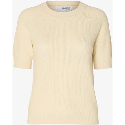Selected FEMME - Paita slfElinna New SS Knit Top - Beige - Women Selected FEMME - Paita slfElinna New SS Knit Top - Beige - Women
