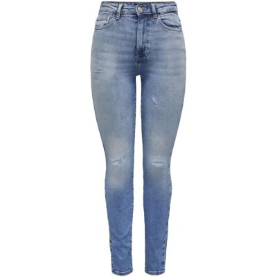 ONLY Jean slim taille haute bleu - Jean ONLY Jean slim taille haute bleu - Jean