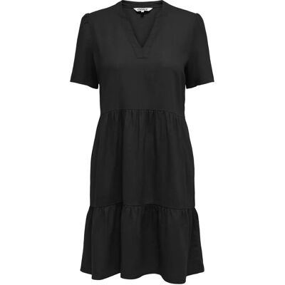 Only Linne-kjole onlTiri-caro V-hals - Kvinne Svart Only Linne-kjole onlTiri-caro V-hals - Kvinne Svart