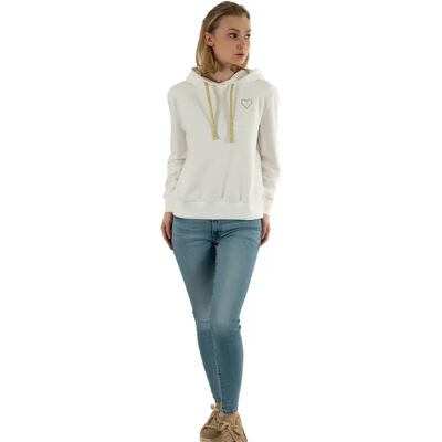 Only Weiß Herz Stickerei Kapuzenpullover - Sweatshirt Only Weiß Herz Stickerei Kapuzenpullover - Sweatshirt
