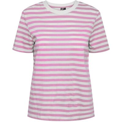 pcRia Ria SS Tee Rayures - Rosa T-shirt - Manches courtes, Col rond, Coupe droite pcRia Ria SS Tee Rayures - Rosa T-shirt - Manches courtes, Col rond, Coupe droite