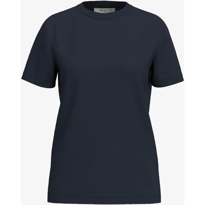 Selected FEMME - Økologisk bomuld bådhals T-shirt - Blå - Kvinde Selected FEMME - Økologisk bomuld bådhals T-shirt - Blå - Kvinde