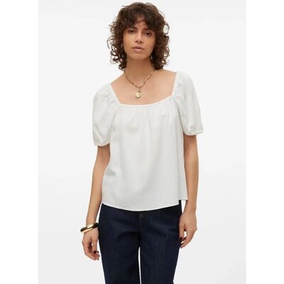 Vero Moda - Top - V-hals med elastik - Kort raglanærme Vero Moda - Top - V-hals med elastik - Kort raglanærme