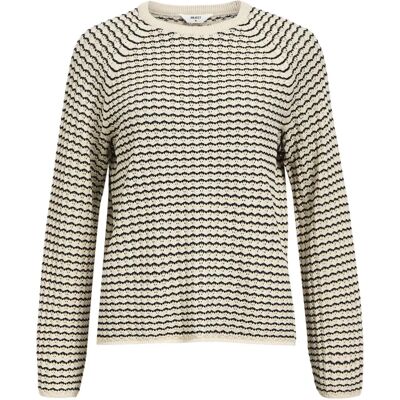Object - Ester L/S Wzór na dzianinie - Beżowy - Top Object - Ester L/S Wzór na dzianinie - Beżowy - Top