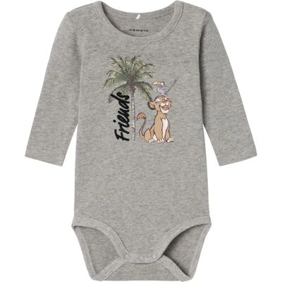 Name It Jebbi Lion King Body - Ekologisk bomull - Grå melange - Babybody Name It Jebbi Lion King Body - Ekologisk bomull - Grå melange - Babybody