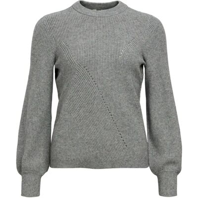 Object - Sweter objDitte RE L/s - Szary - Sweter z dzianiny Object - Sweter objDitte RE L/s - Szary - Sweter z dzianiny