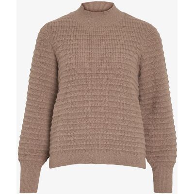 Vila - Sweater viTerra Highneck L/S Knit Top - Brun - Sweater Vila - Sweater viTerra Highneck L/S Knit Top - Brun - Sweater