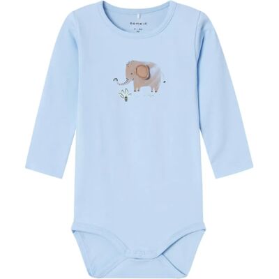 Name It Ciało NbmHannon - Niebieski Chambray - Organiczna bawełna - Elastan - Body L/æ Name It Ciało NbmHannon - Niebieski Chambray - Organiczna bawełna - Elastan - Body L/æ
