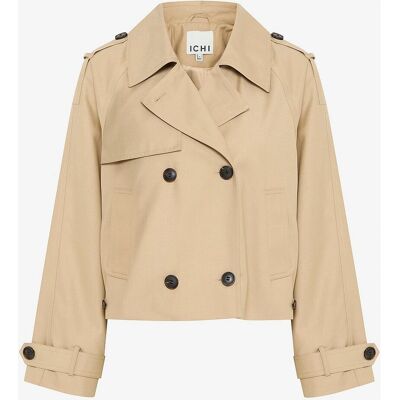 ICHI Model Beige Women Jacket - Short Double-Breasted Fit ICHI Model Beige Women Jacket - Short Double-Breasted Fit