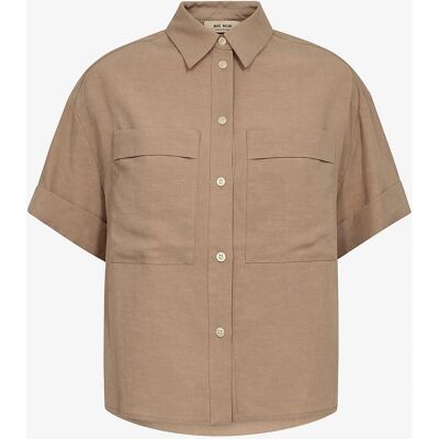 MOS MOSH - Alexis Skjorte - Beige - Kortærmet - Linmiks - Kvinde MOS MOSH - Alexis Skjorte - Beige - Kortærmet - Linmiks - Kvinde