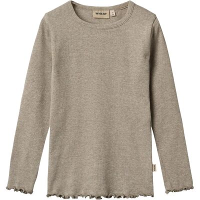 WHEAT - Rib T-Shirt L/S Ida - gravel melange - 104 - T-shirt WHEAT - Rib T-Shirt L/S Ida - gravel melange - 104 - T-shirt